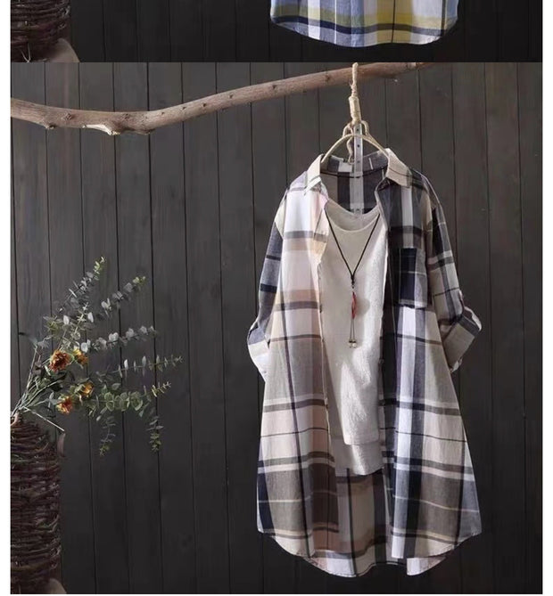 Damen Karobluse im lässigen Schnitt mit knöpfbaren Ärmeln und praktischen Taschen WW