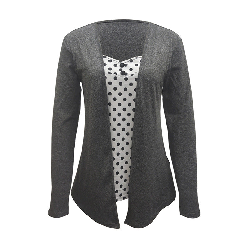 Damen Cardigan mit glänzender Oberfläche und lässigem Fall W&W Mode
