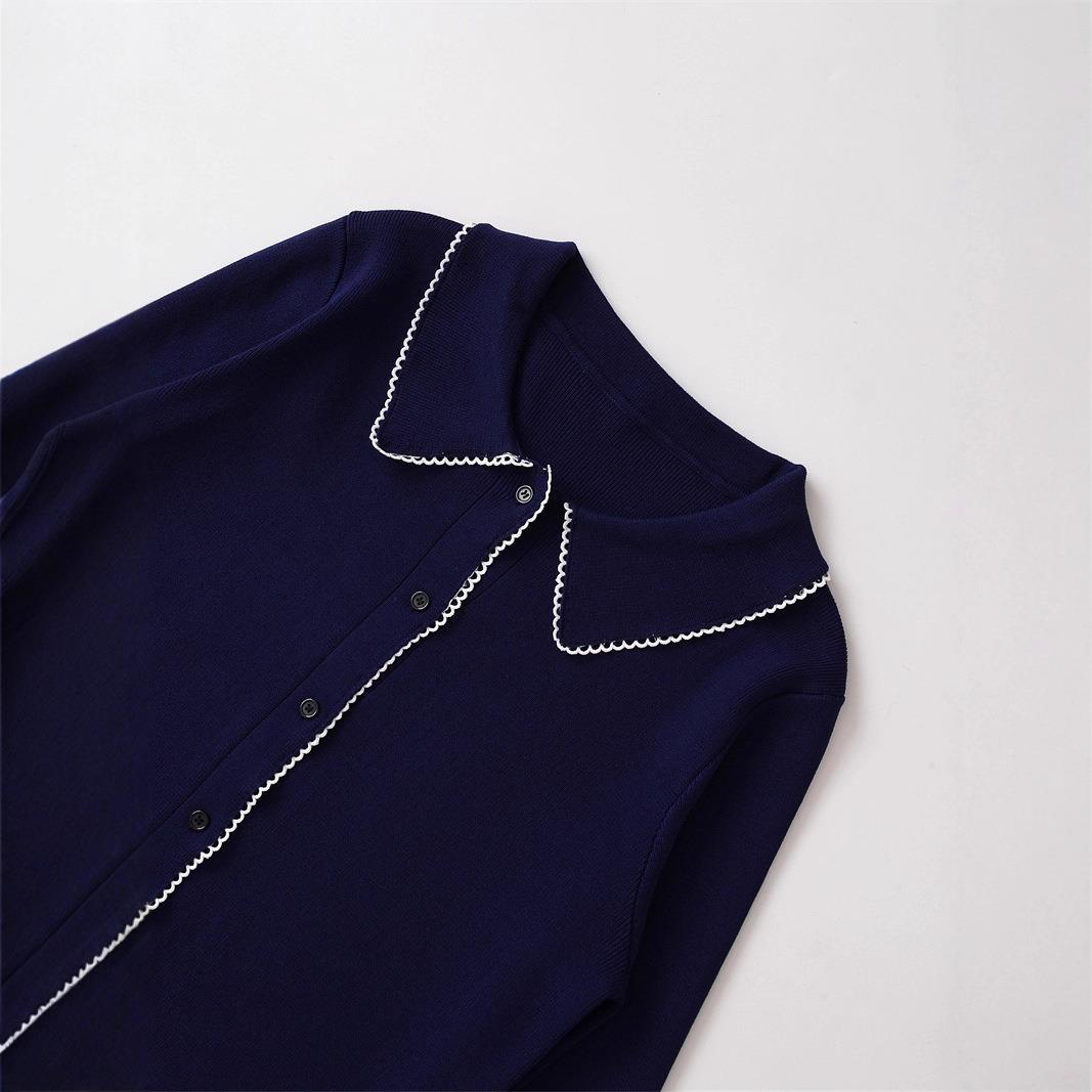 Damen Strickjacke mit dekorativem Kragen und hochwertiger Knopfleiste WW