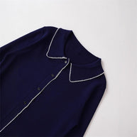 Damen Strickjacke mit dekorativem Kragen und hochwertiger Knopfleiste WW