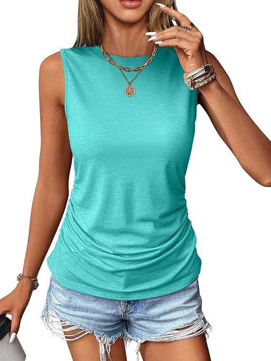 Damen ärmelloses Shirt mit modischem Raffungseffekt und hochwertigem Stoff WW