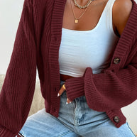Damen bequeme Strickjacke mit schickem V-Ausschnitt WW