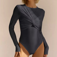 Damen Body mit langen Ärmeln und raffiniertem Knotendetail WW