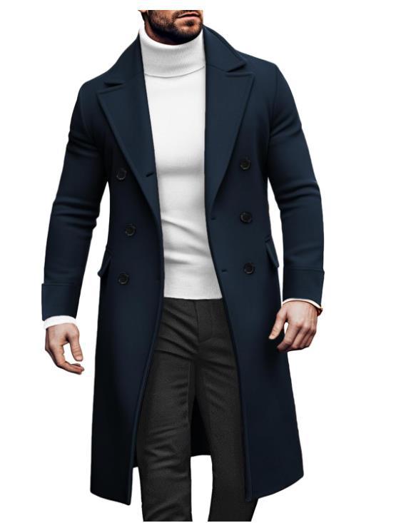 Herren modischer langärmliger Dufflecoat im eleganten Design mit doppelter Knopfleiste WW