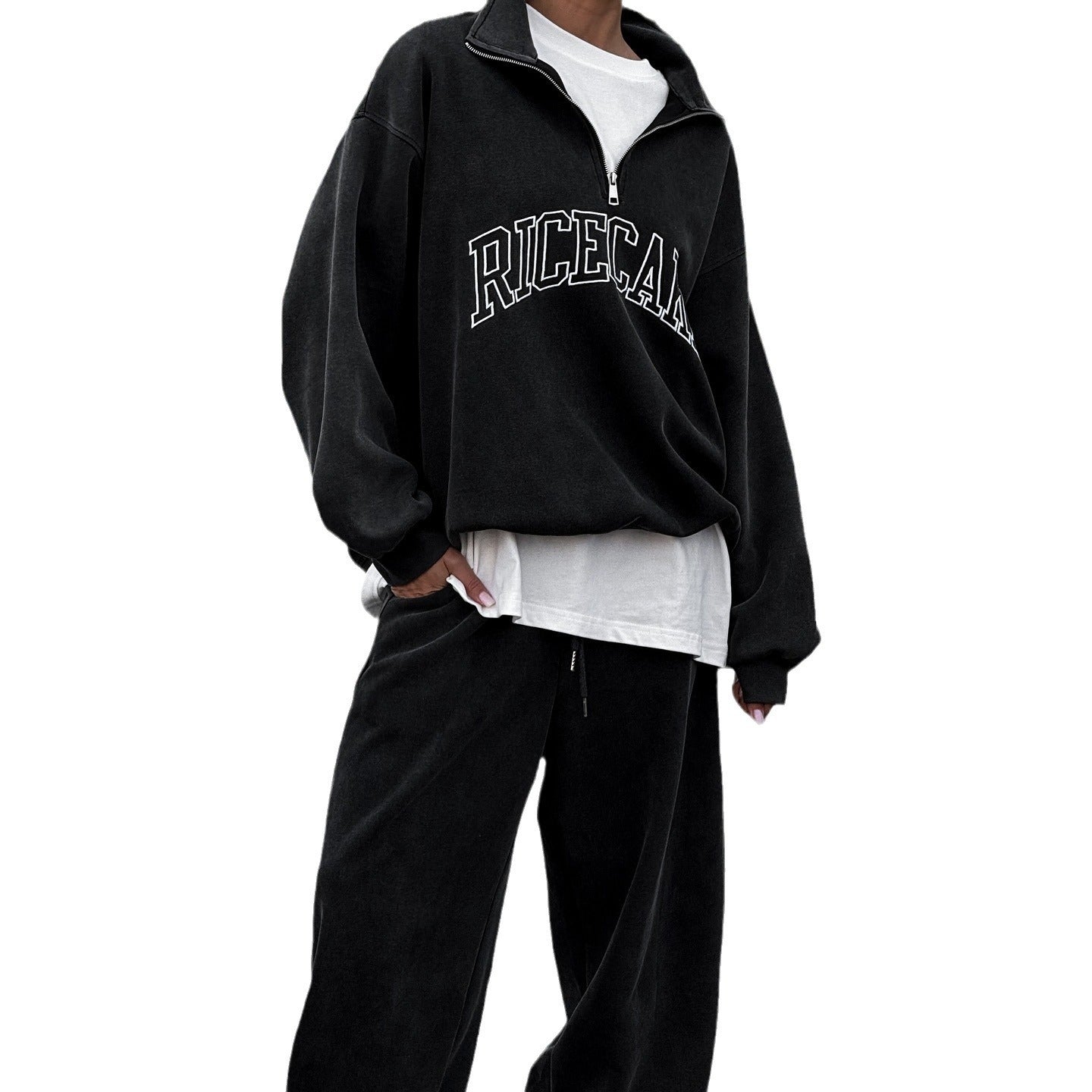 Damen bequemer Oversized Sweatpullover mit hochwertigem Reißverschluss und lässigem Schnitt WW