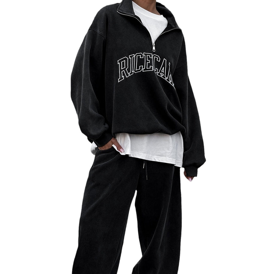 Damen bequemer Oversized Sweatpullover mit hochwertigem Reißverschluss und lässigem Schnitt WW