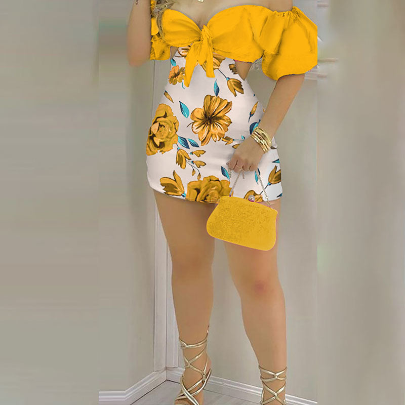 Damen Bodycon Kleid mit auffälligen Rüschenärmeln und tiefem Dekolleté W&W Mode