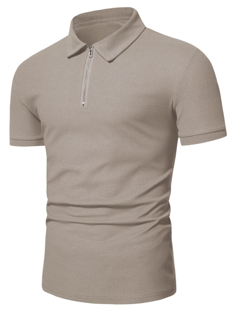 Herren Poloshirt mit kurzem Reißverschluss und atmungsaktiver Textur WW