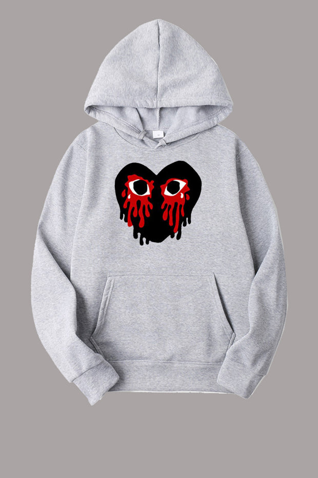 Damen Sportlicher Kapuzenpullover mit kreativem Herzmotiv WW