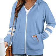 Damen sportliche Kapuzenjacke mit kontrastierenden Streifen WW