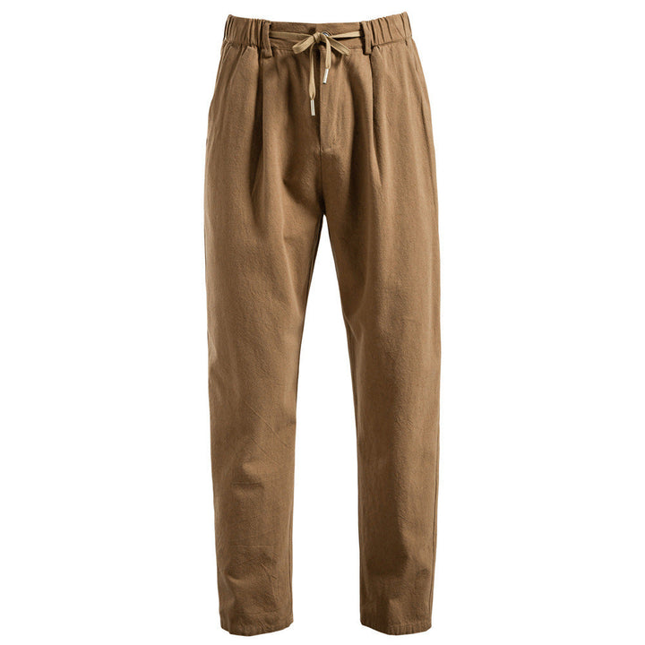 Herren nan lässige Bundfaltenhose mit elastischem Tunnelzugbund und schmal zulaufendem Bein W&W Mode