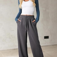 Damen Bequeme und lässige Freizeithose mit elastischem Bund und seitlichen Taschen WW