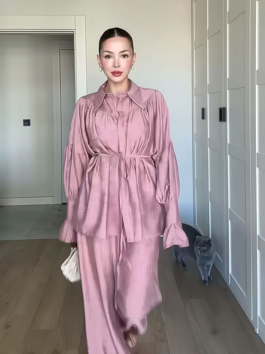 Damen Schicke Bluse und weite Hose im eleganten Look WW