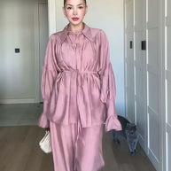 Damen Schicke Bluse und weite Hose im eleganten Look WW