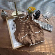 Damen Strickweste mit kontrastierenden Details und Taschen WW