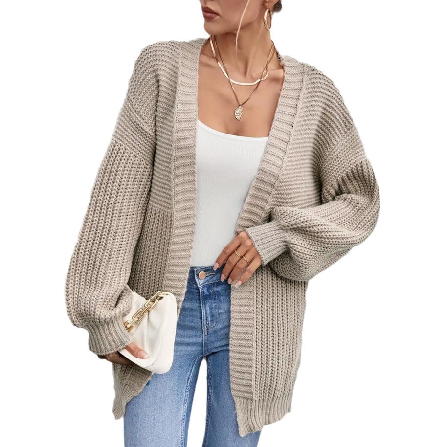 Damen Strickjacke mit oversize Schnitt und tiefem V-Ausschnitt WW