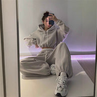 Damen sportliches und bequemes Hoodie-Set mit Gummizug WW