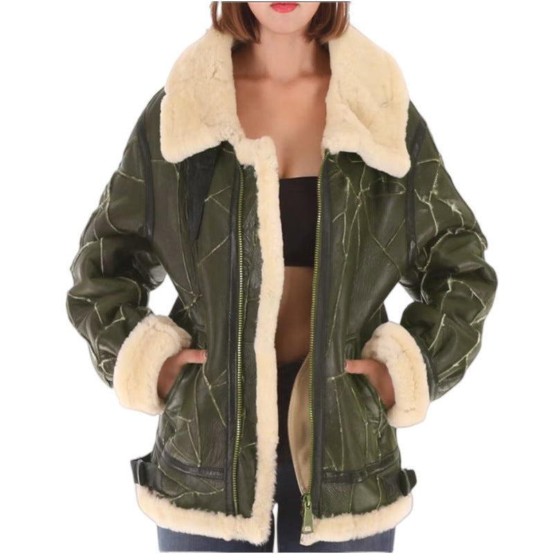 Damen Lammfelljacke mit weichem Innenfutter und klassischem Kragen WW