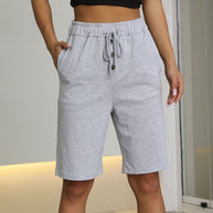 Damen sportliche Shorts mit elastischem Bund und seitlichen Taschen WW