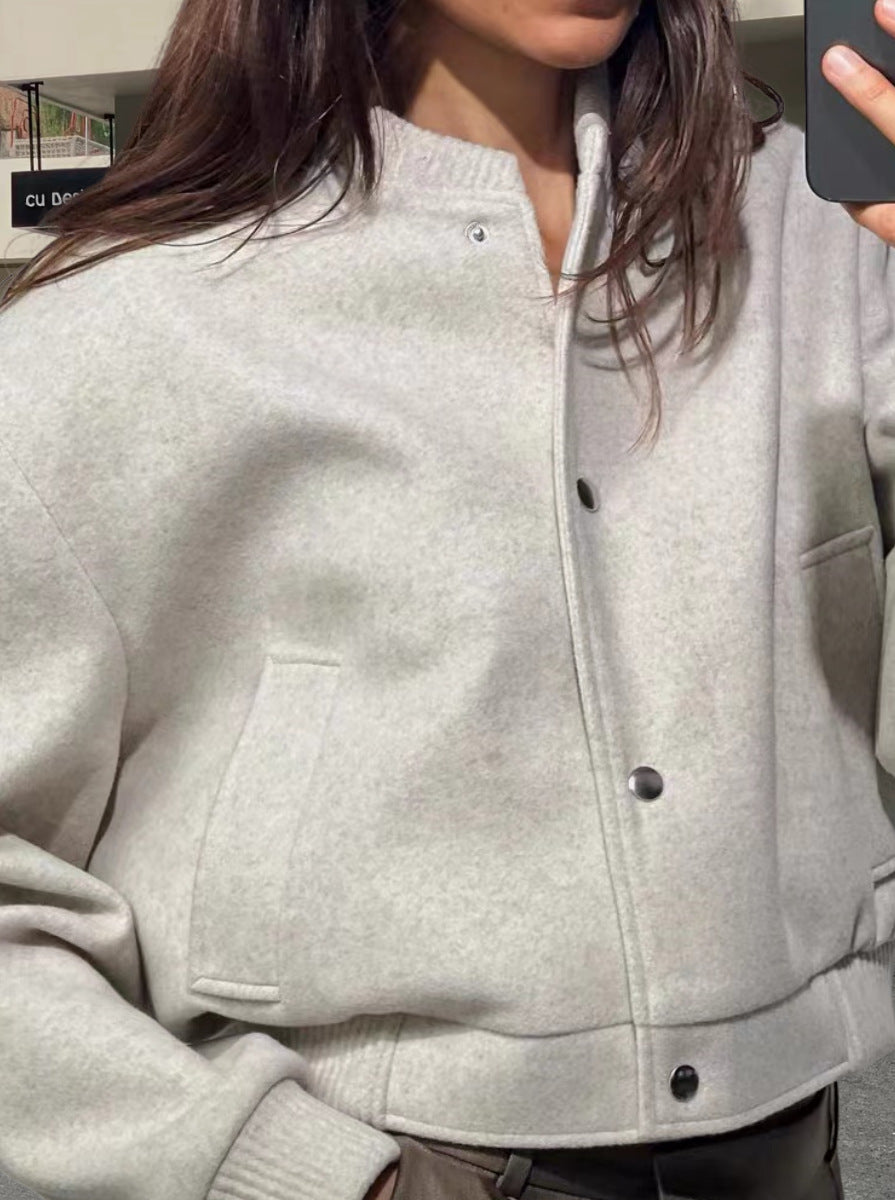 Damen Sportliche Oversize-Jacke mit Reißverschluss und voluminösen Ärmeln WW