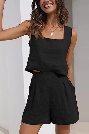 Damen Leichte Sommerbluse und Shorts Set WW