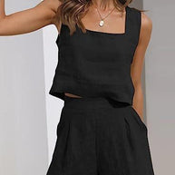 Damen Leichte Sommerbluse und Shorts Set WW