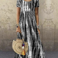 WW | Kurzarm Gemustertes Maxikleid