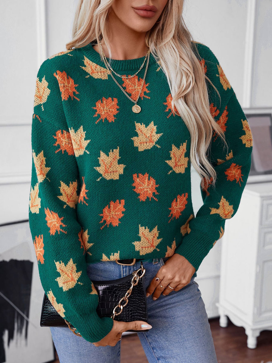 WW Maple Leaf Jacquard Freizeit Pullover Sweater