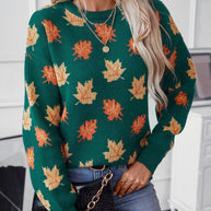 WW Maple Leaf Jacquard Freizeit Pullover Sweater