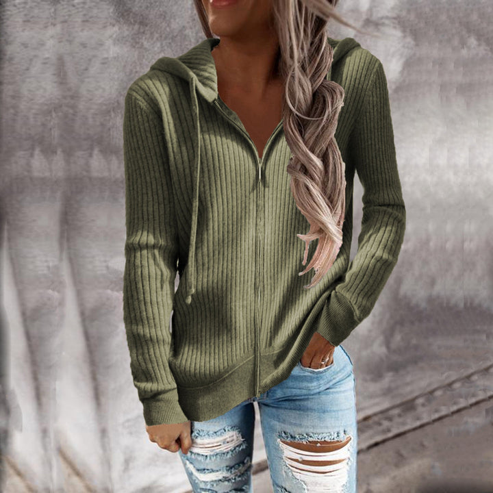 Damen Kapuzenjacke mit Rippstruktur und praktischen Taschen W&W Mode