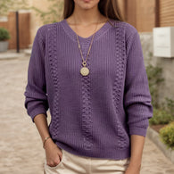 Damen Strickpullover mit V-Ausschnitt und strukturierter Verarbeitung WW
