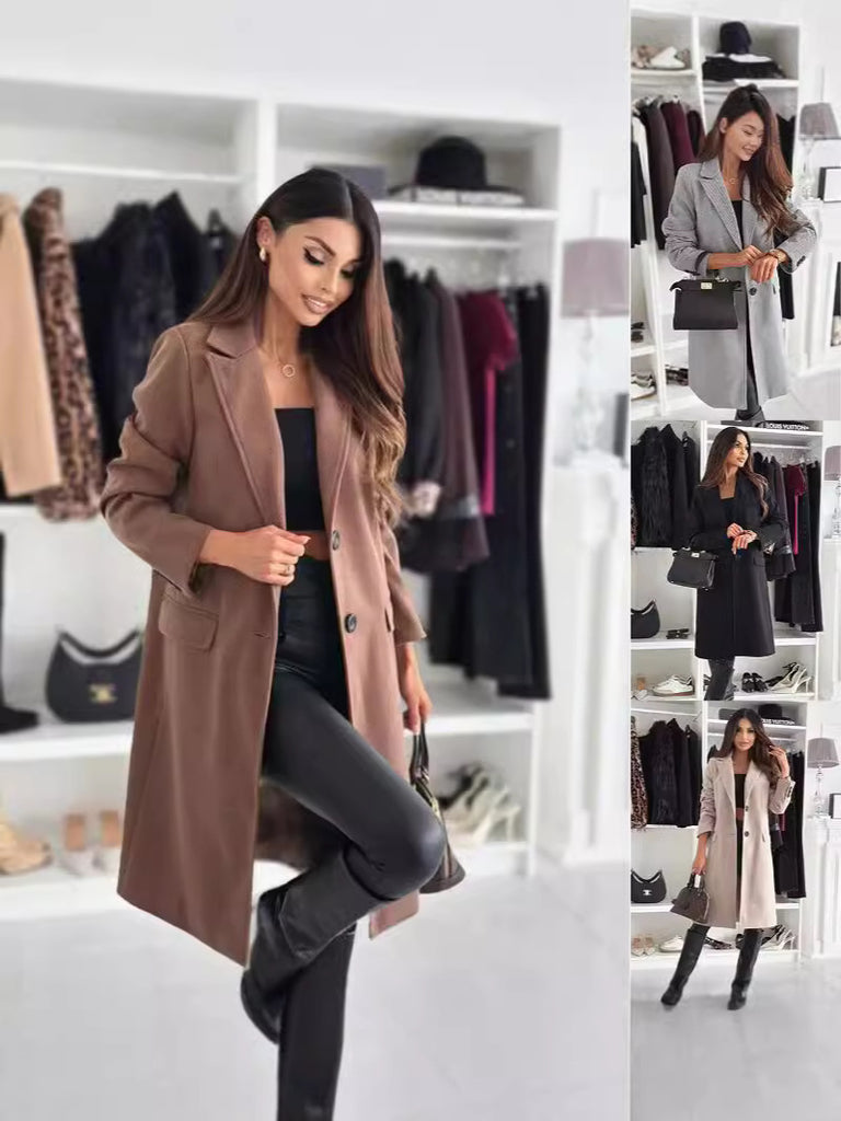 Damen Lange und elegante Winterjacke mit schmalem Schnitt WW