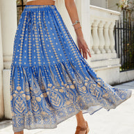 Damen weite Boho-Rock mit verzierten Volants WW