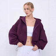 Damen Sportlicher Cropped Fleece-Hoodie WW