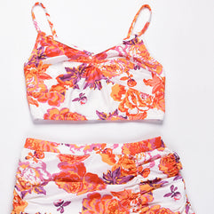WW | Spaghetti-Träger Ohne Ärmel Crop Top Hohes Slitz Langer Rock Set
