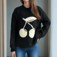 Damen Pullover mit verspieltem Kirschmotiv und weichem Strick WW