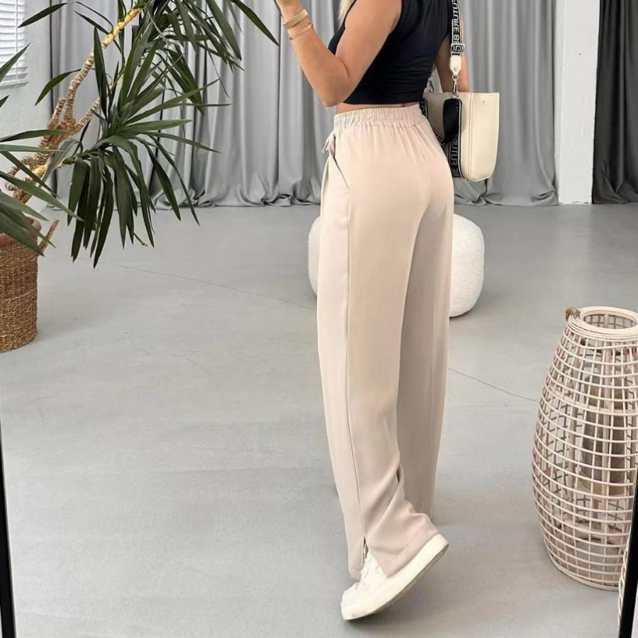 Damen Weite Freizeithose mit elastischem Bund und verstellbarem Kordelzug WW