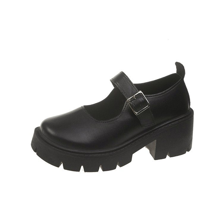 Damen Retro-Mary Jane Schuhe mit stabiler Plateausohle W&W Mode