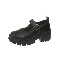 Damen Retro-Mary Jane Schuhe mit stabiler Plateausohle W&W