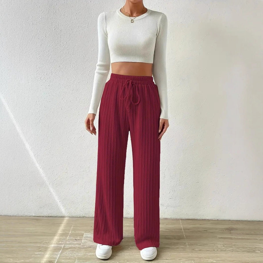 Damen Bequeme Stoffhose mit strukturierter Oberfläche WW