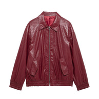 WW | Woven Faux Leder Bomberjacke