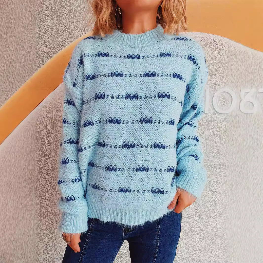 Damen Pullover mit weichem Mohair-Material und modernem Streifenmuster WW