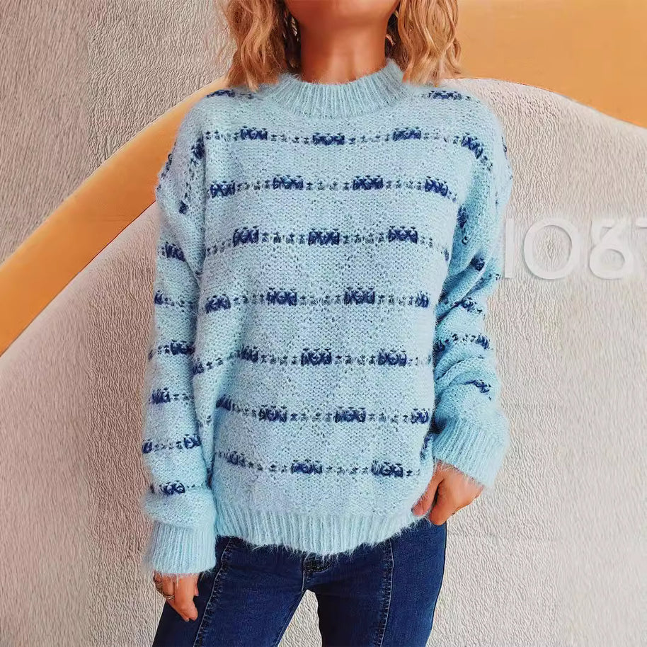 Damen Pullover mit weichem Mohair-Material und modernem Streifenmuster WW