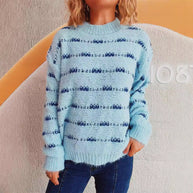 Damen Pullover mit weichem Mohair-Material und modernem Streifenmuster WW