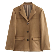 Damen schicke Blazerjacke aus weichem Material mit praktischen Taschen WW