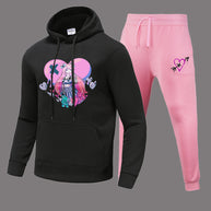 Damen Sportliches Hoodie- und Jogginghose-Set mit einzigartigem Grafikdesign WW