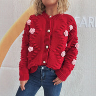 Damen Strickjacke mit floralen Applikationen und komfortablem Schnitt WW