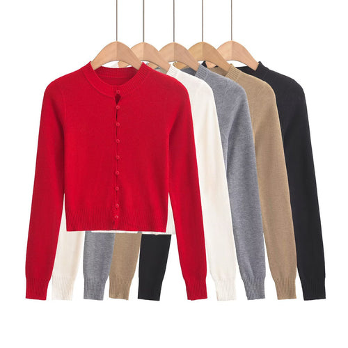 Damen Strickjacke mit modischem Rundhalsausschnitt und eleganter Knopfleiste WW