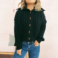 Damen Strickjacke mit dekorativen Knöpfen und strukturiertem Rippenmuster WW