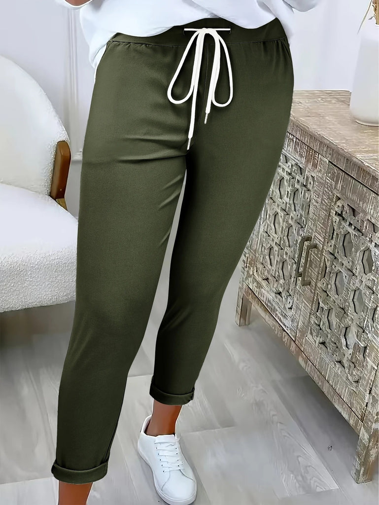 Damen Freizeit-Hosen mit elastischem Bund und Kordelzug WW